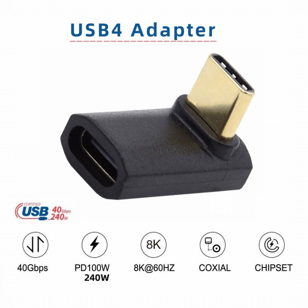 Chenyang USB4 Type C Male to Female Extension 240W Power 40Gbps Data 8K Video Adapter Up Down Angled for NS Phone Laptop UC-103-UP