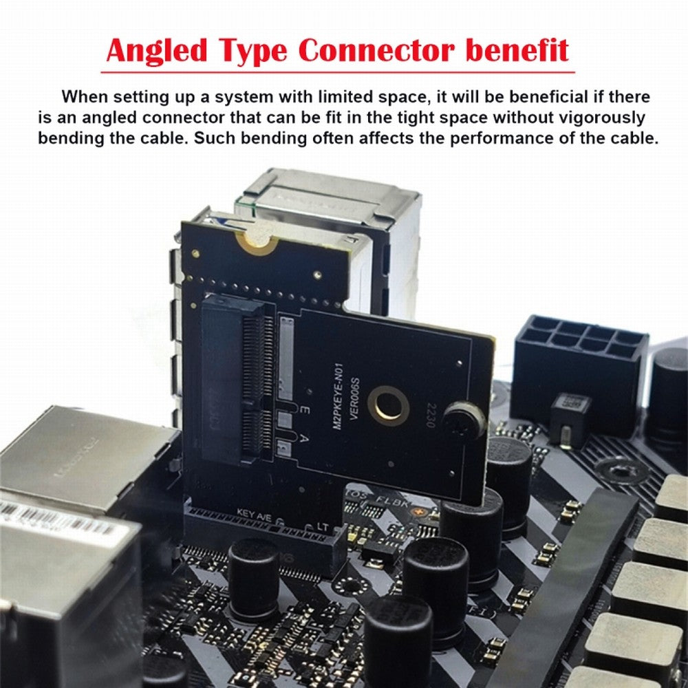 Chenyang NGFF Key A+E PCI Express Male to Female Right Angled 90 Degree Low Profile Adapter Extension Card Riser SA-062