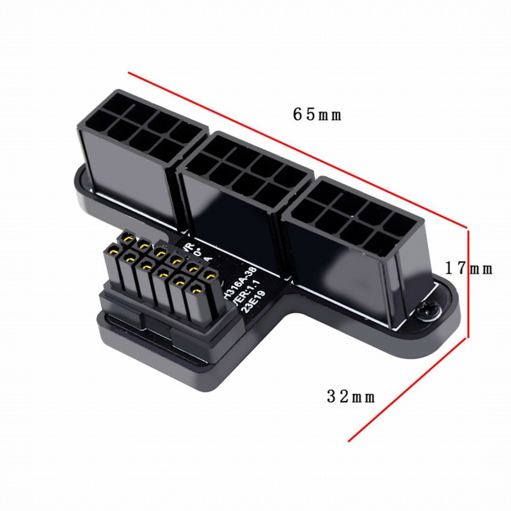 Chenyang 12VHPWR ATX3.0 PCI-E 5.0 Power Modular to Three ATX 8P Adapter for 4080 5090TI 16Pin 12+4P Graphics Card Down Angled 90 Degree PW-048-DN