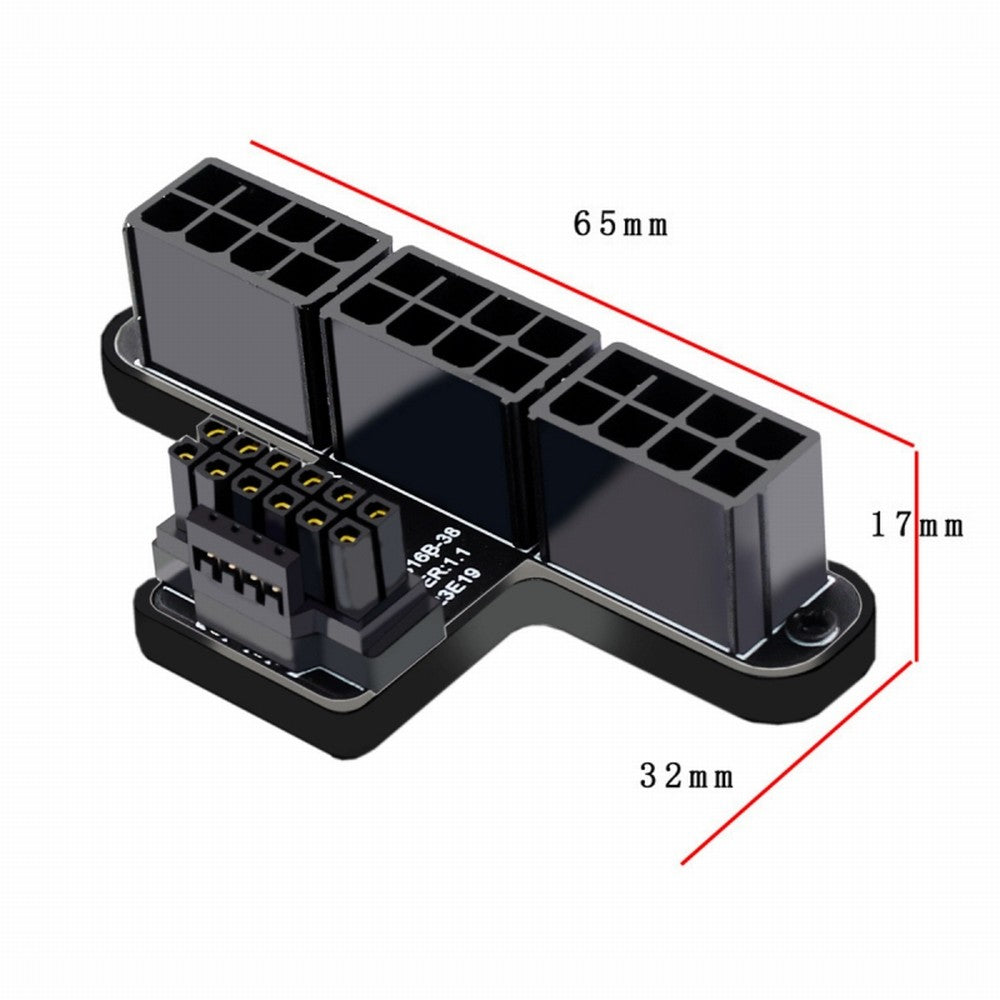 Chenyang 12VHPWR ATX3.0 PCI-E 5.0 Power Modular to Three ATX 8P Adapter for 4080 5090TI 16Pin 12+4P Graphics Card Up Angled 90 Degree PW-048-UP