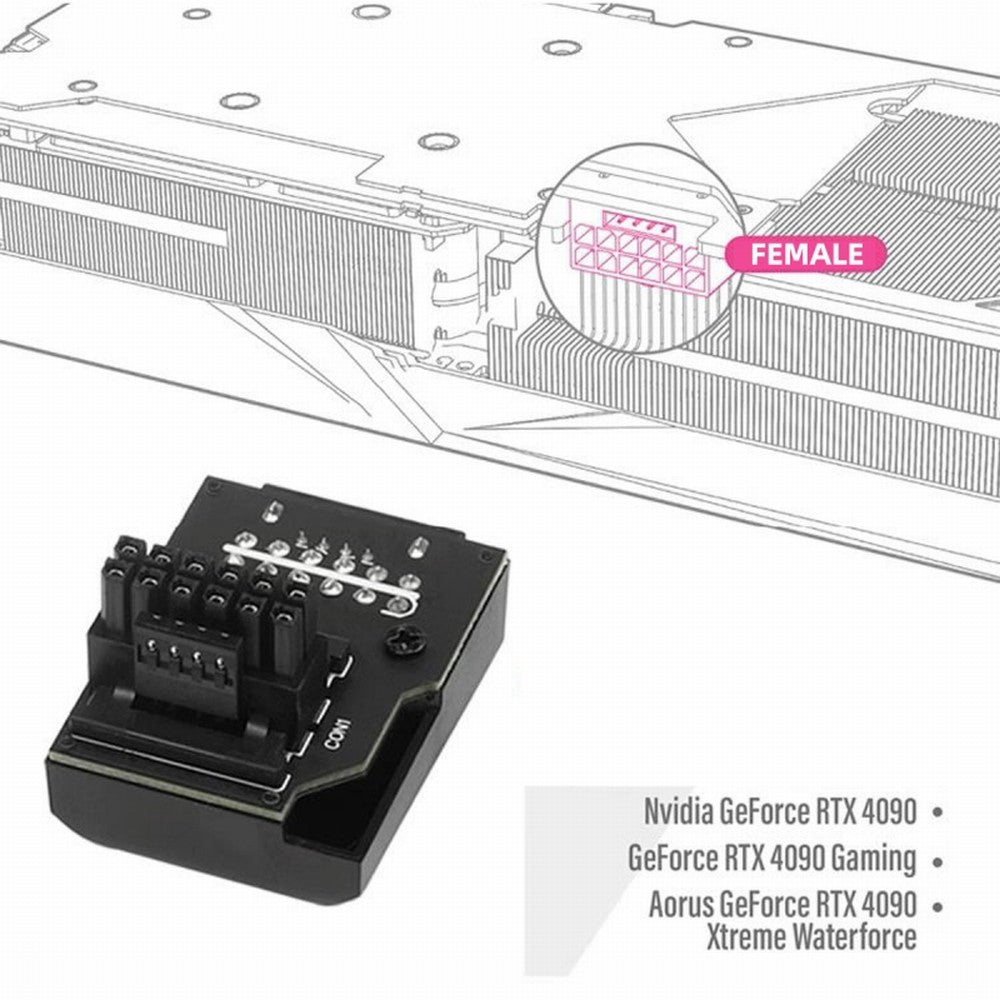 Chenyang 12VHPWR ATX3.0 PCI-E 5.0 Power Modular Male to Female Adapter Extension Up Angled 90 Degree for 3080 3090TI PSU 16Pin 12+4P Graphics Card PW-047-UP