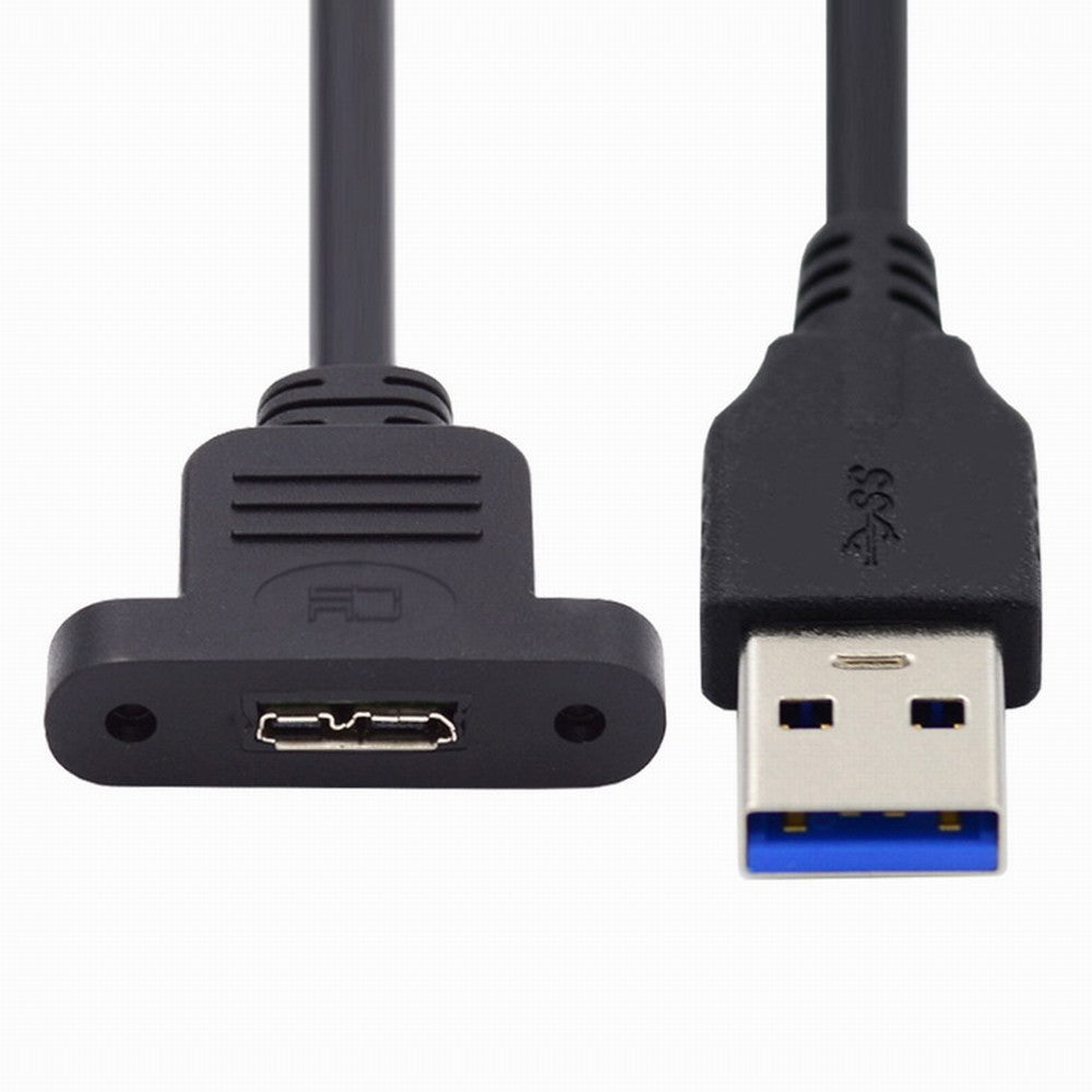 Chenyang Type-A USB 3.0 Male to Micro 3.0 Type-B Female Screw Mount Type Extension Cable 5Gbps U3-083-AM