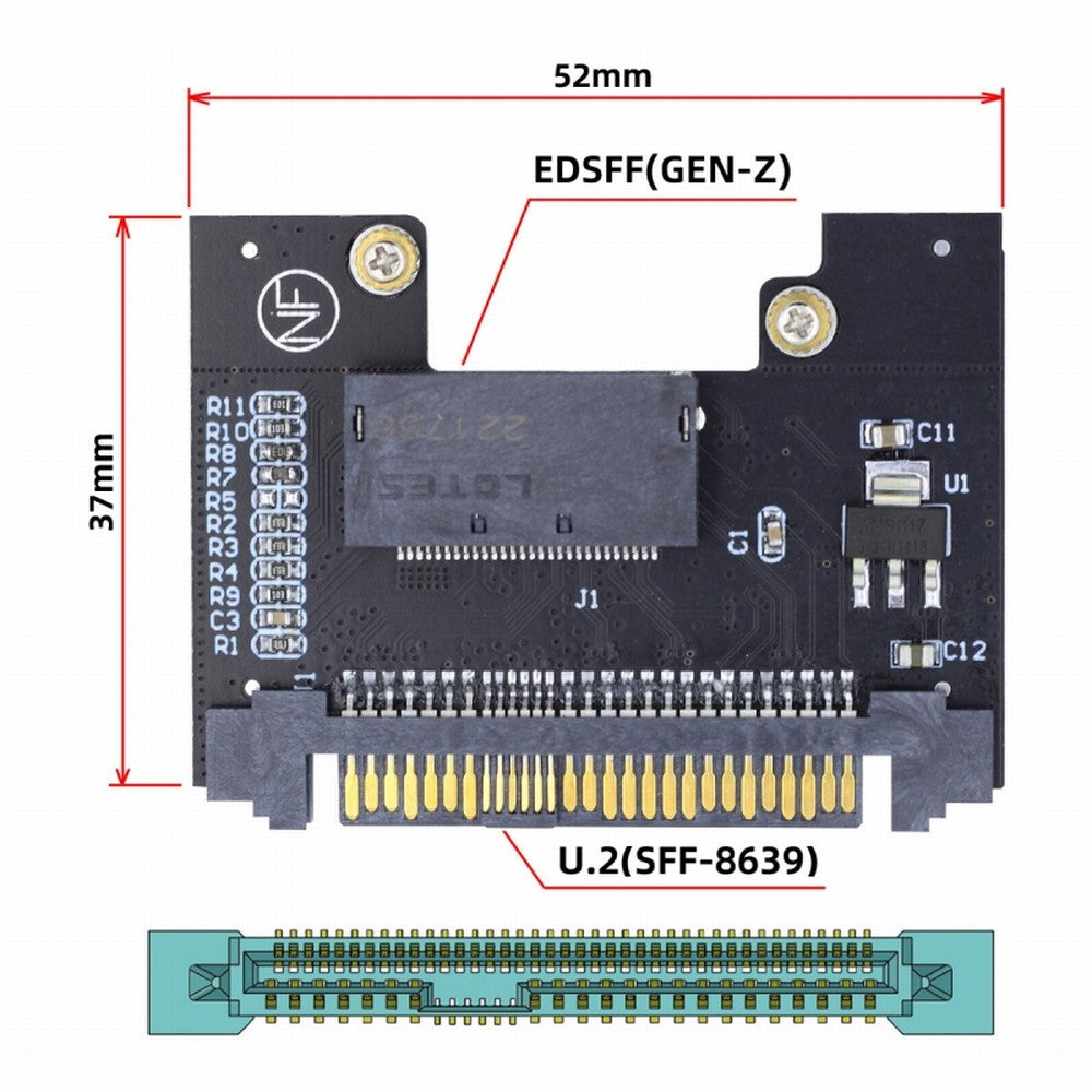 Chenyang U.2 SFF-8639 Host Adapter to NVMe Ruler 1U GEN-Z EDSFF 1C 4X Short SSD P4511 E1.S Carrier Adapter SF-072-1C