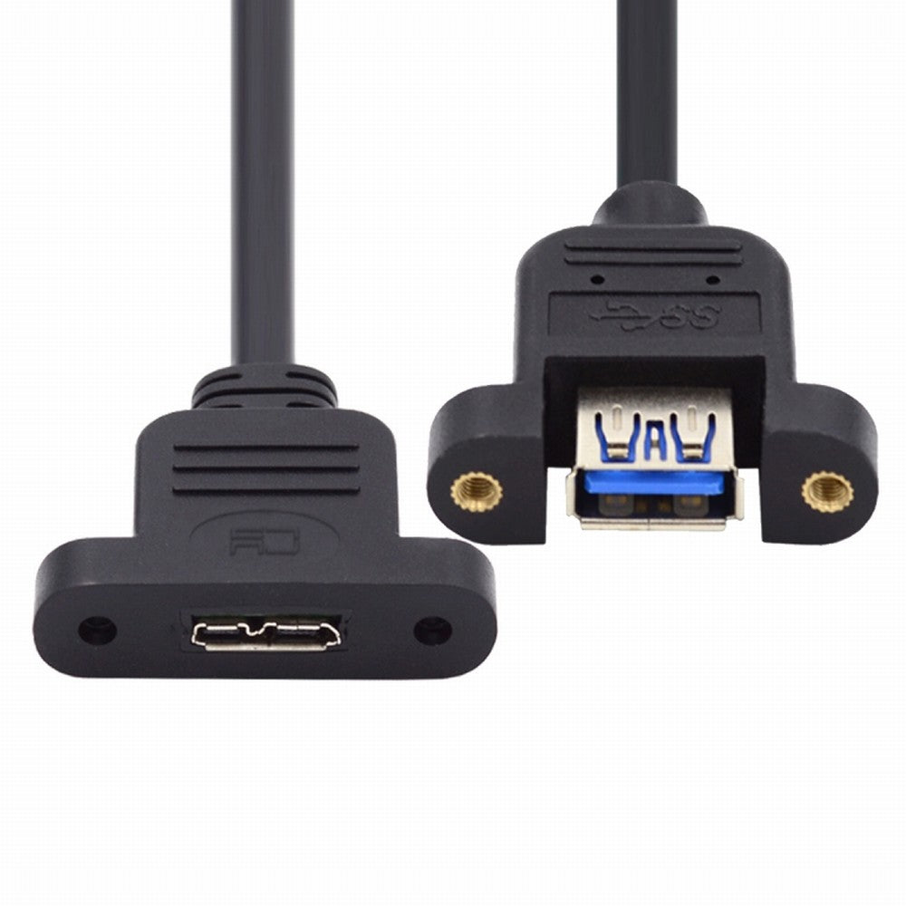 Chenyang Type-A USB 3.0 Female to Micro 3.0 Type-B Female Screw Mount Type Extension Cable 5Gbps U3-083-AF