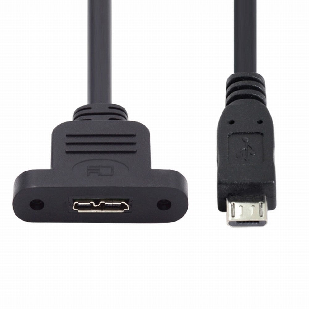 Chenyang Micro USB 2.0 5Pin Male to Micro 3.0 Type-B Female Screw Mount Type Extension Cable 480Mbps U3-012-MM