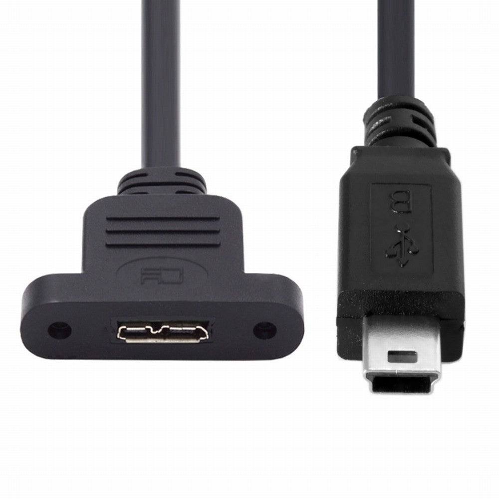 Chenyang Mini USB 2.0 5Pin Male to Micro 3.0 Type-B Female Screw Mount Type Extension Cable 480Mbps U3-012-MN