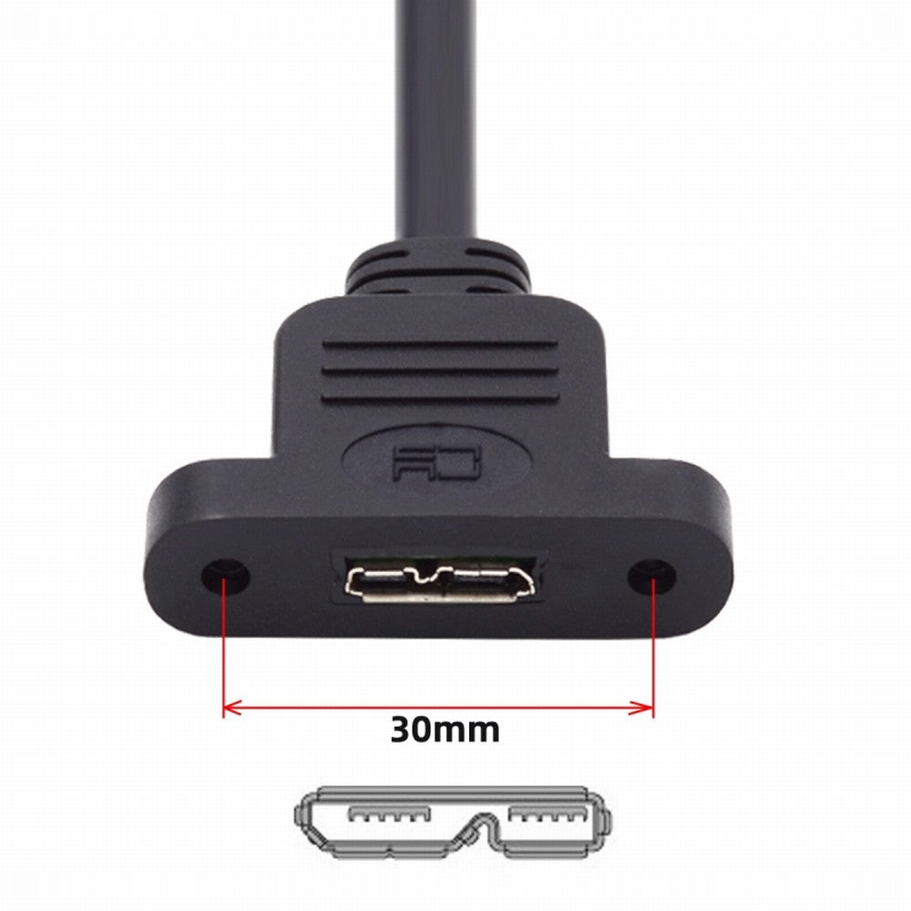 Chenyang Mini USB 2.0 5Pin Male to Micro 3.0 Type-B Female Screw Mount Type Extension Cable 480Mbps U3-012-MN