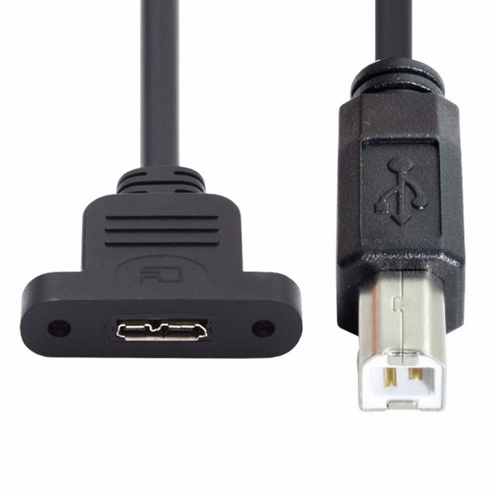 Chenyang Type-B USB2.0 Male to Micro 3.0 Type-B Female Screw Mount Type Extension Cable 480Mbps U3-012-BM