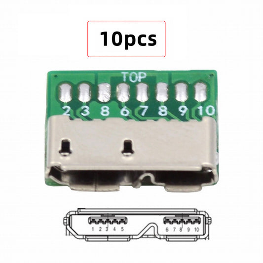 Chenyang 10pcs Micro USB 3.0 10pin Female Socket Receptacle Board Mount SMT Type with PCB for USB Disk DIY OEM CN-007