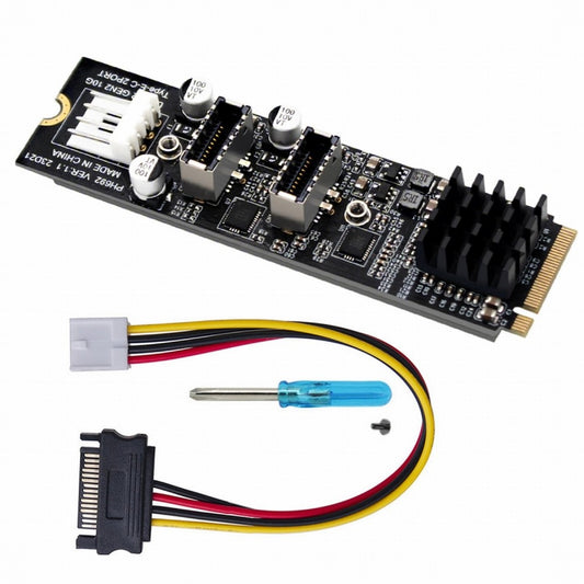 Chenyang 10Gbps Dual Type-E USB 3.1 Front Panel Socket to NVME NGFF M-Key Express Card Adapter for Motherboard EP-020