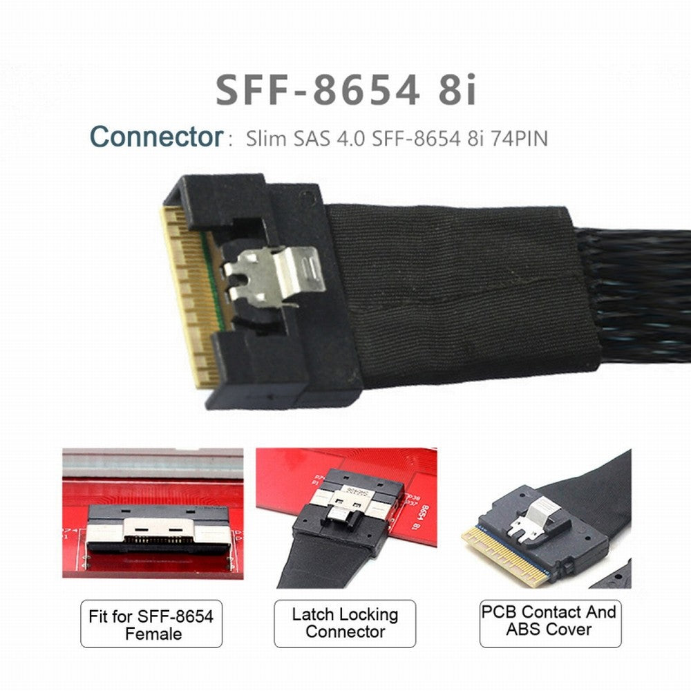 Chenyang Oculink PCIe PCI-Express SFF-8611 8i to SFF-8654 8i 8x Slimline SSD Data Active Cable 50cm SF-076