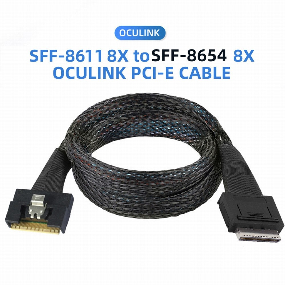 Chenyang Oculink PCIe PCI-Express SFF-8611 8i to SFF-8654 8i 8x Slimline SSD Data Active Cable 50cm SF-076