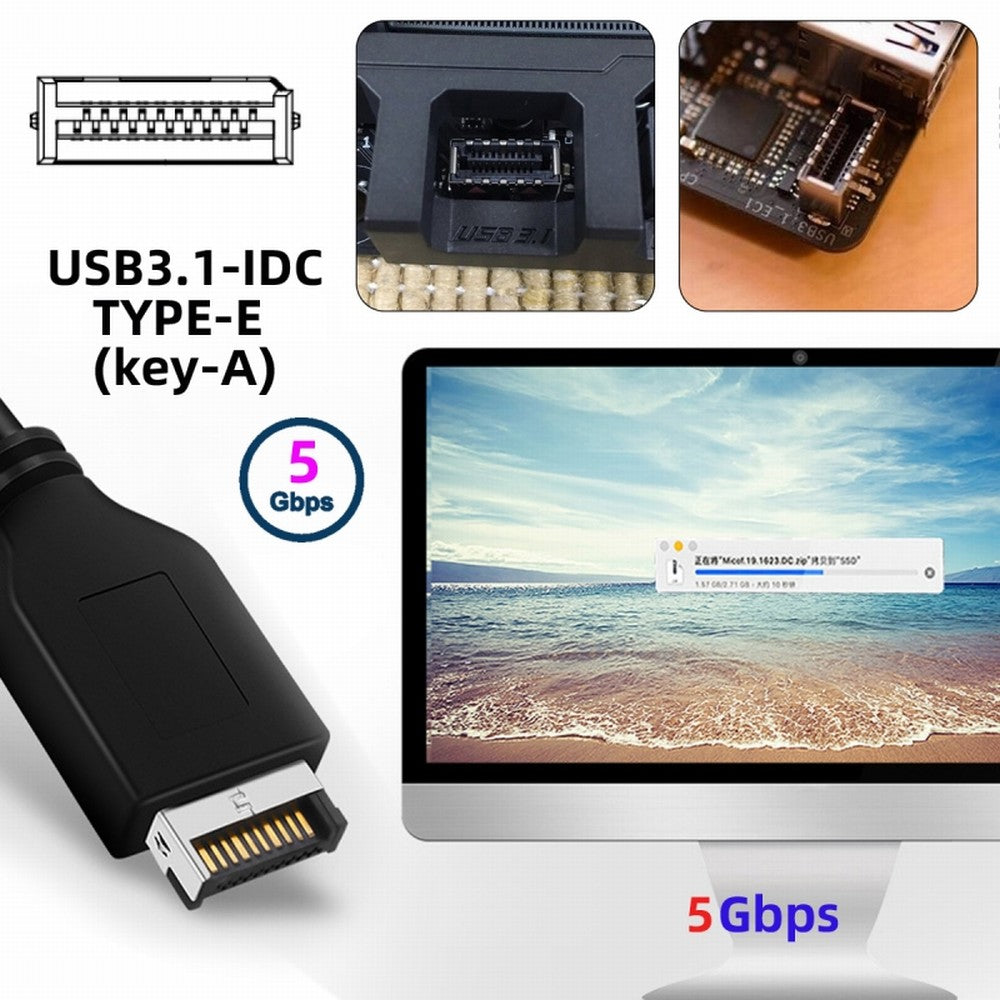 Chenyang Type-E or 19/20Pin Header to USB 3.0 19/20Pin Dual Ports Female PCBA Type Adapter Splitter HUB 5Gbps U3-084-AF+UC-117