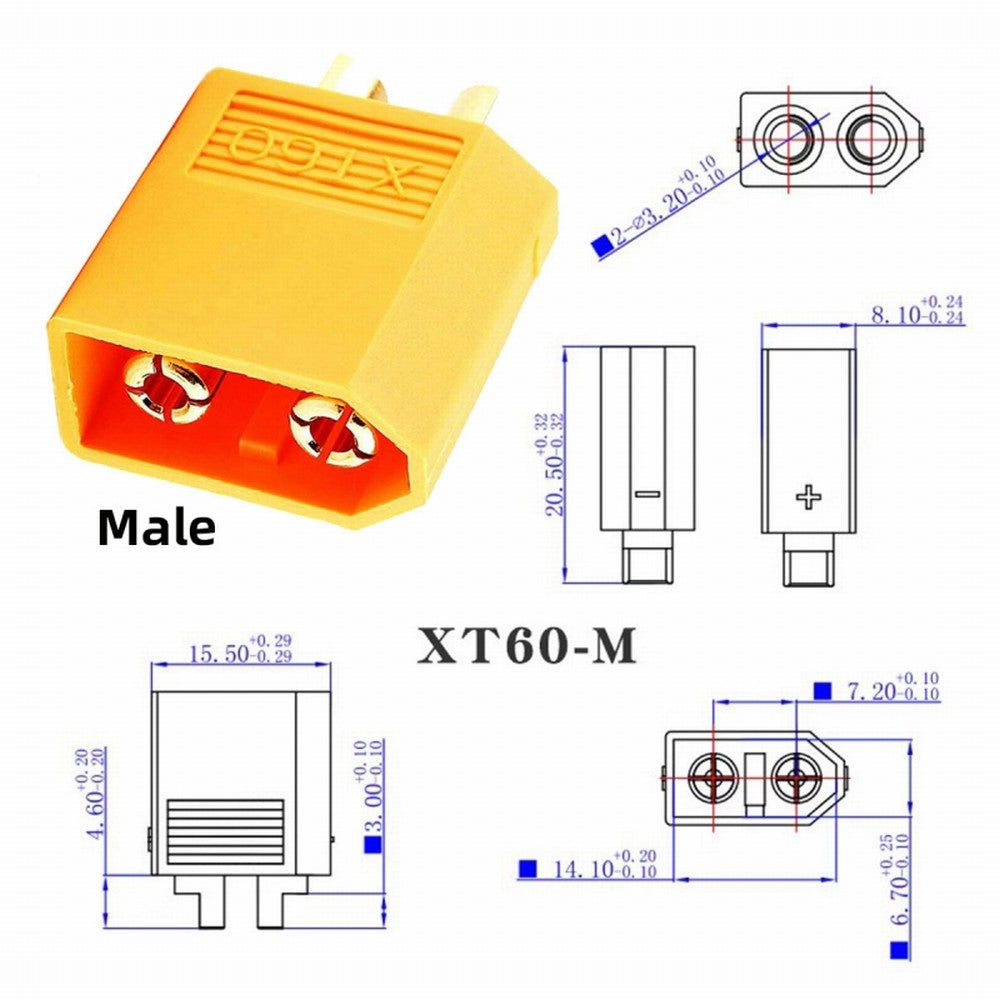 Chenyang XT60 Male to Female 12AWG Extension Cable Connector for RC Battery Portable Power Station Solar Panel PW-052-MF