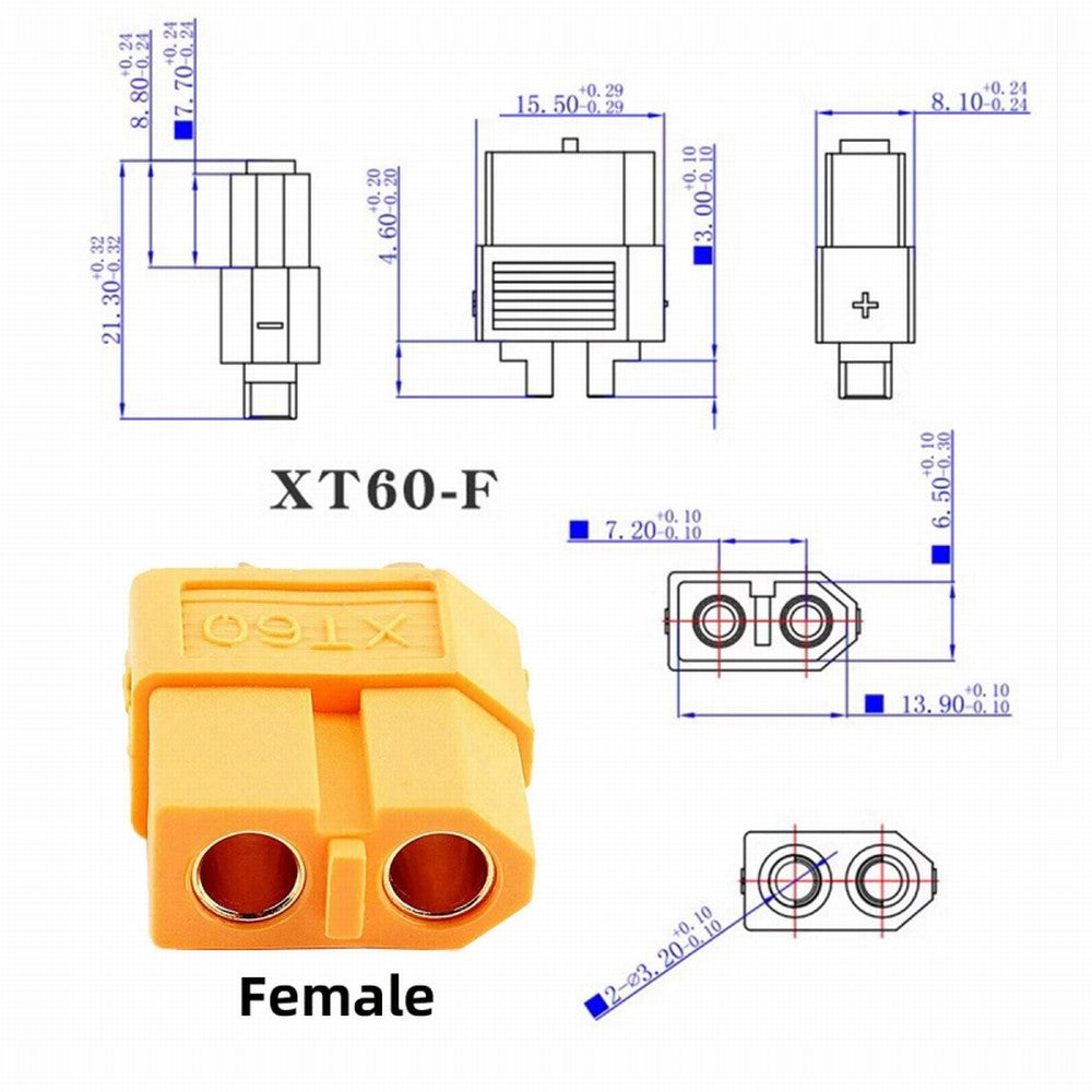 Chenyang XT60 Male to Female 12AWG Extension Cable Connector for RC Battery Portable Power Station Solar Panel PW-052-MF