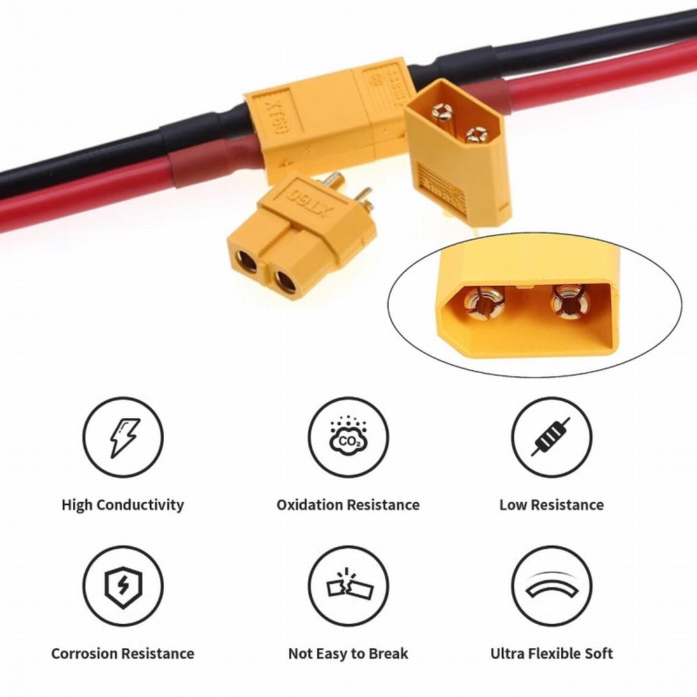 Chenyang XT60 Male to Female 12AWG Extension Cable Connector for RC Battery Portable Power Station Solar Panel PW-052-MF