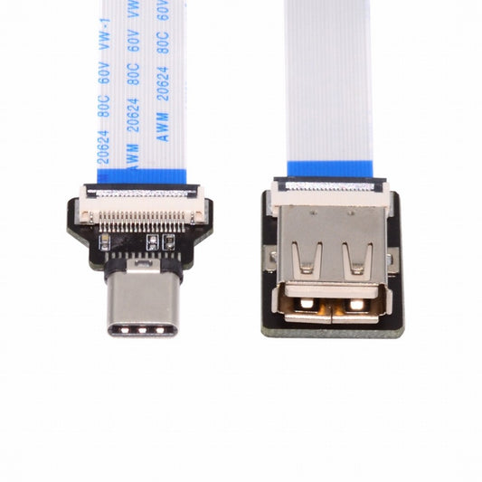 Chenyang OTG USB-C Type-C Male Host to USB 2.0 Type-A Female Target Data Flat Slim FPC Cable 13cm for FPV Disk Phone Laptop UC-019-AF