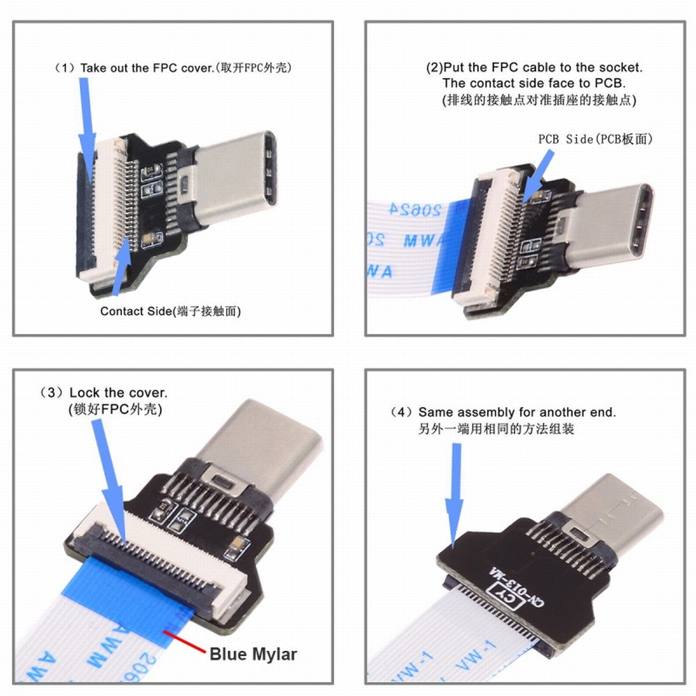 Chenyang OTG USB-C Type-C Male Host to 5Pin Micro USB 2.0 Male Target Data Flat Slim FPC Cable 13cm for FPV Disk Phone Laptop UC-019-MM