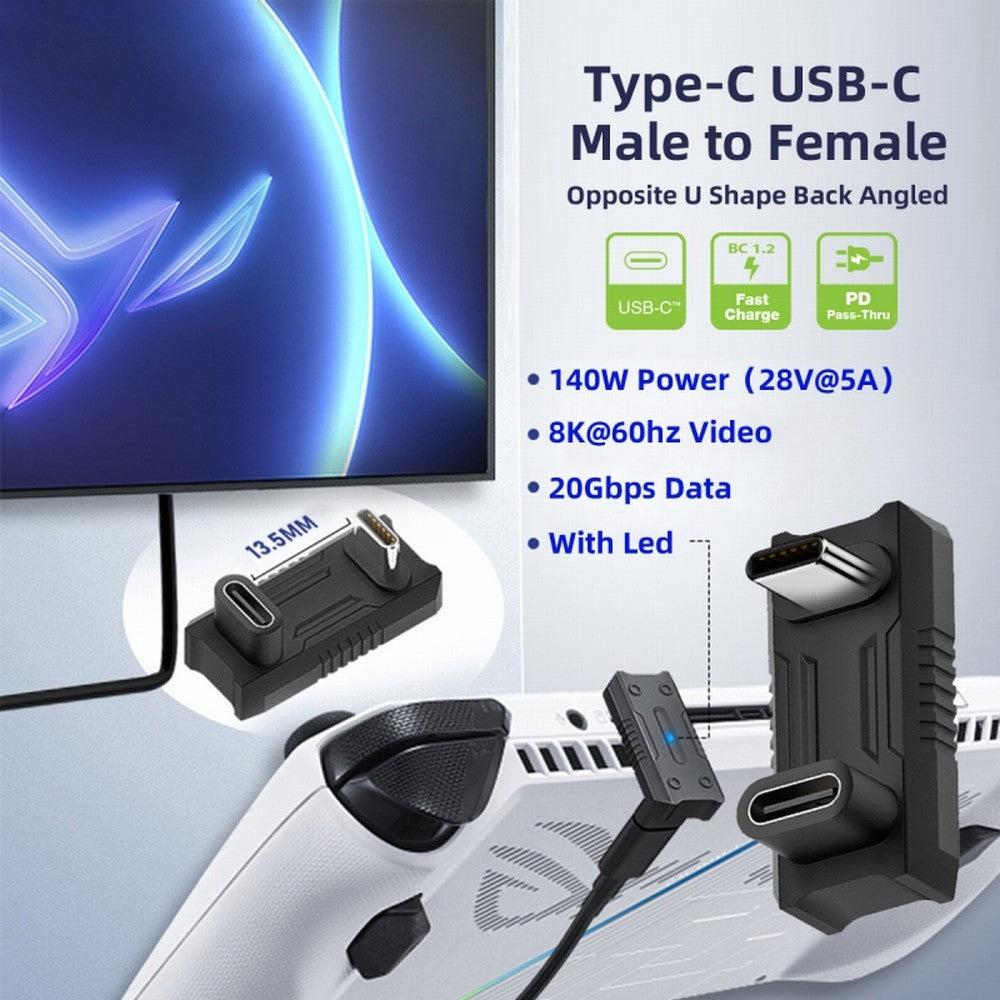 Chenyang 20Gbps USB3.1 Type C Male to Female Power Data Video Adapter Opposite U Shape Back Angled Compatible with ROG Ally Steam Deck Phone NS Switch UC-068-OU