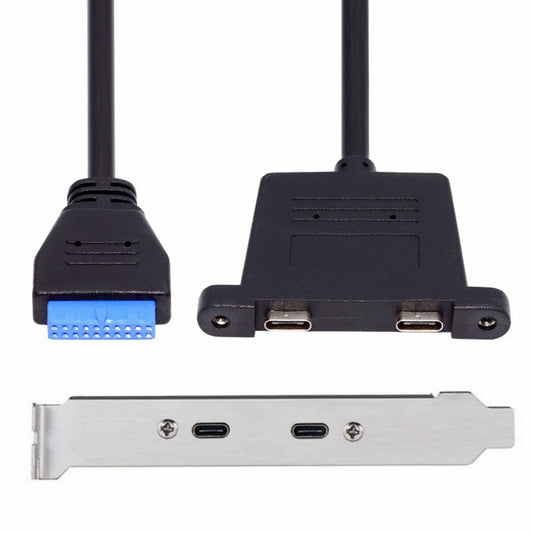 Chenyang USB3.0 Motherboard 19/20Pin to USB-C Type-C Dual Ports Female PCI-E Back Panel 5Gbps Cable UC-020-CC