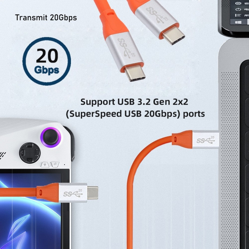 Chenyang USB3.2 Cable 20Gbps Ultra Soft High Flex 100W 8K 5K 4K USB4.0 Hyper Super Flexible Cord Male to Male CC-UC-033-OR