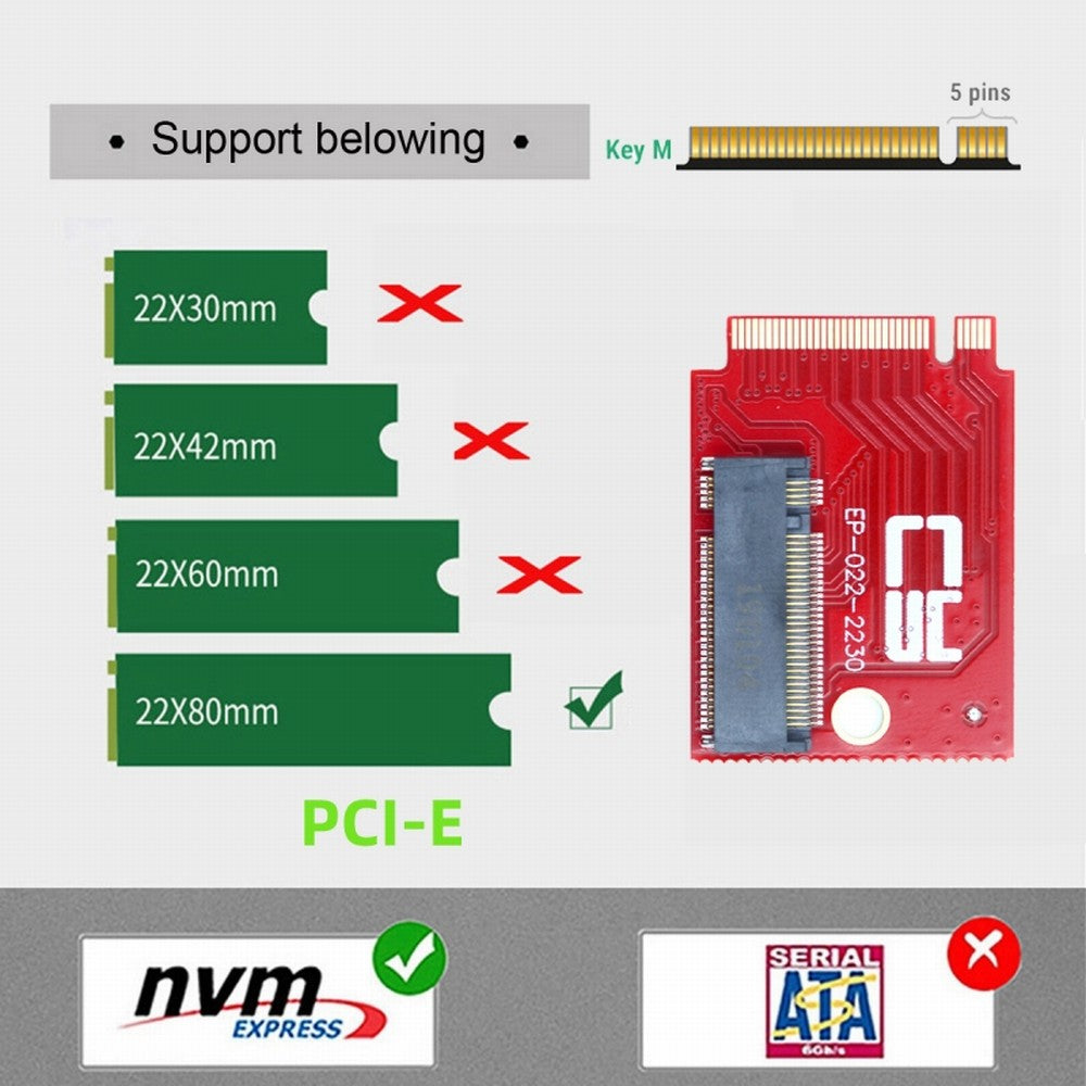 Chenyang NVME M-Key 22x30mm to 22x80mm NGFF Extension SSD Upgrade Adapter Compatible with ROG Ally Gaming EP-022-2230MM