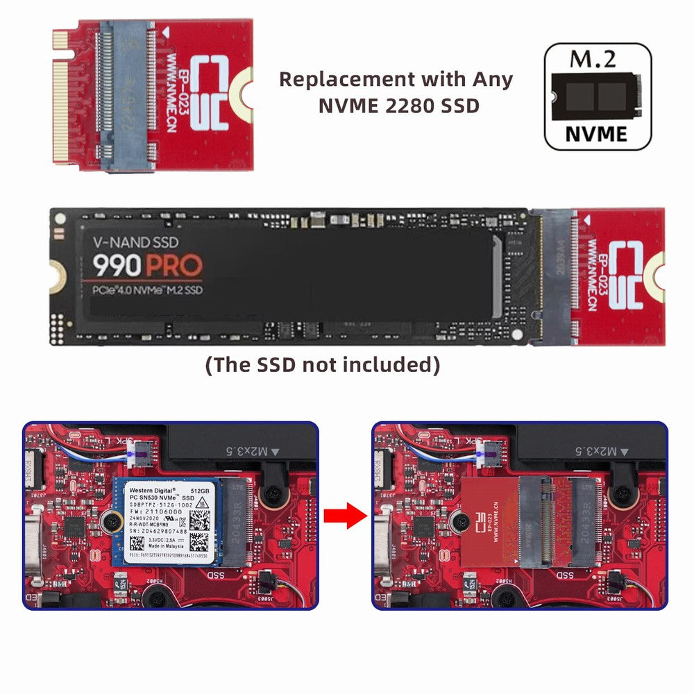 Chenyang NVME M-Key 22x30mm to 22x80mm NGFF Extension SSD Upgrade Adapter Compatible with ROG Flow X13 Gamings Laptop EP-023