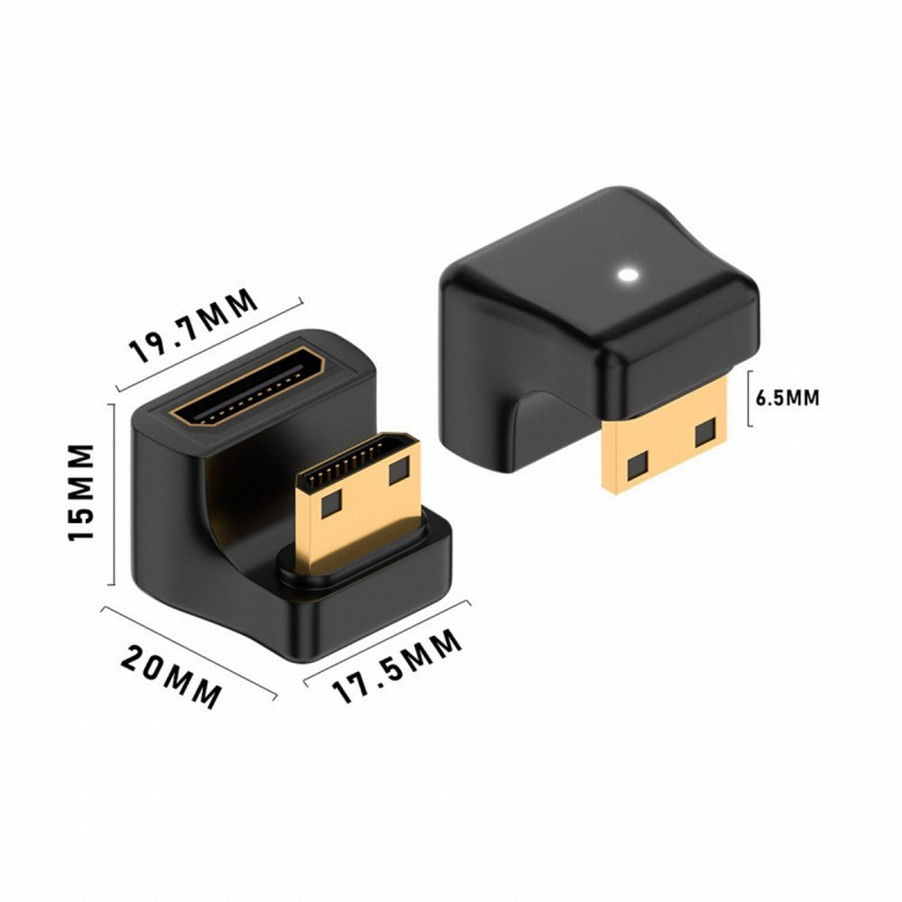 Chenyang 360 Degree Down Opposite U Shape Back Angled Mini HDMI 1.4 Male to Mini Female Extension Adapter Converter HD-031-DN