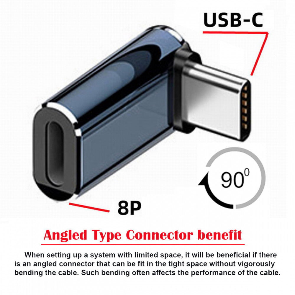 Chenyang USB-C Type C Male to 8P Female 27W Power 480Mbps Data Adapter Up Down Angled Compatible with iPhone 15 & Android & Tablet U2-058-LT018