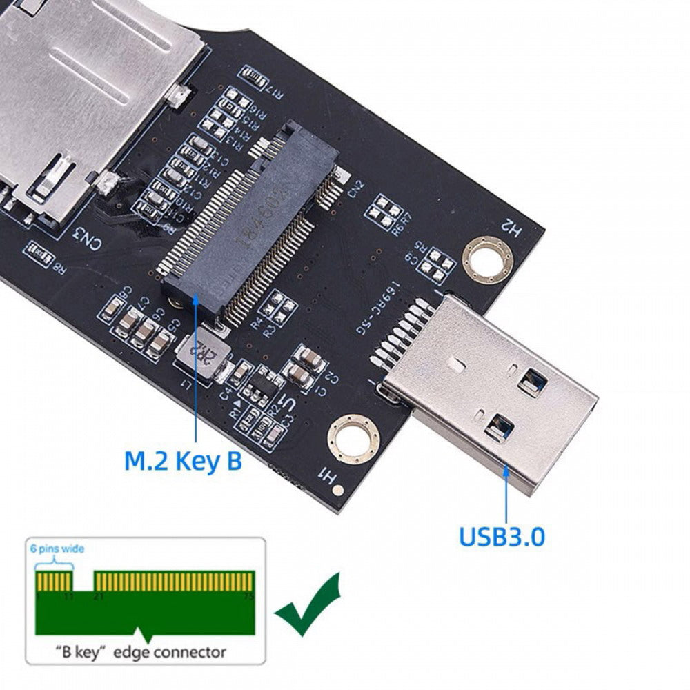 Chenyang NGFF M.2 Key-B WWAN to USB 3.0 Adapter Riser Card w SIM Slot For 3G/4G/5G LTE Wireless Module Modem Card EP-026