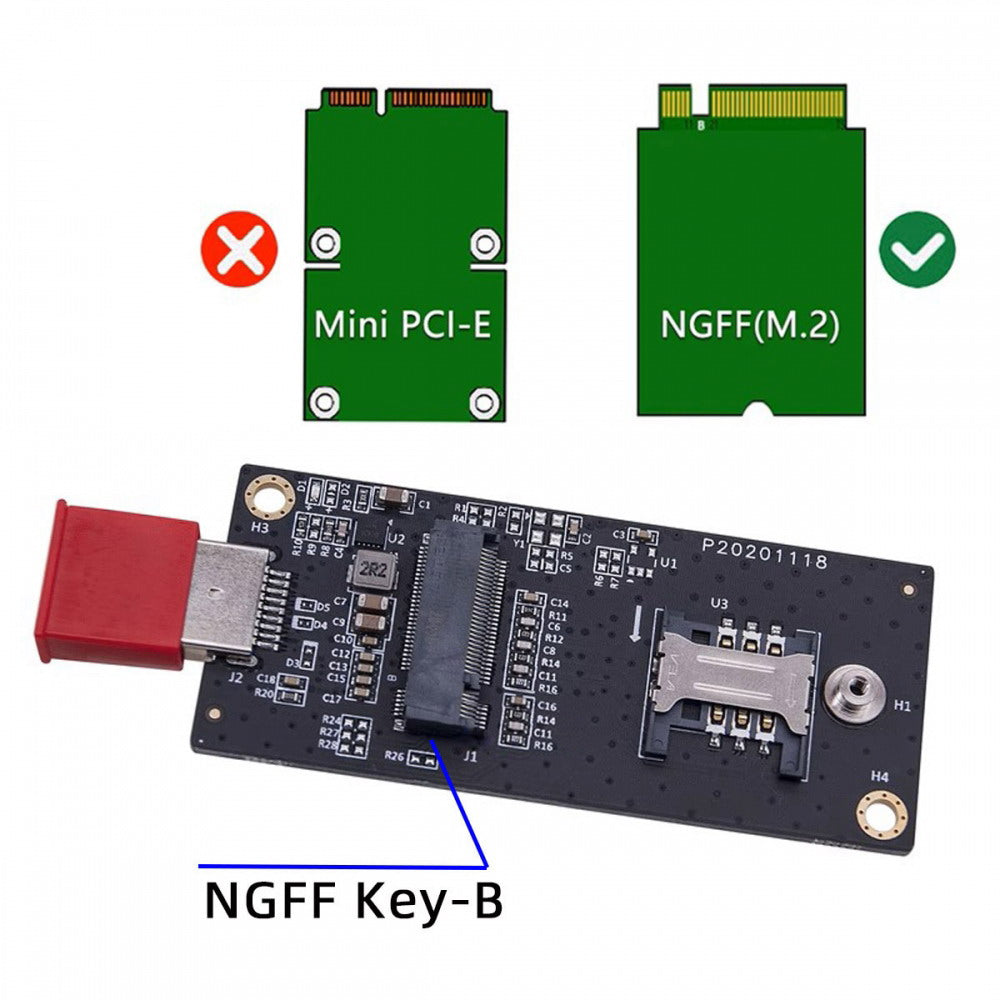 Chenyang NGFF M.2 Key-B WWAN to USB 3.0 Adapter Riser Card w SIM Slot For 3G/4G/5G LTE Wireless Module Modem Card EP-026