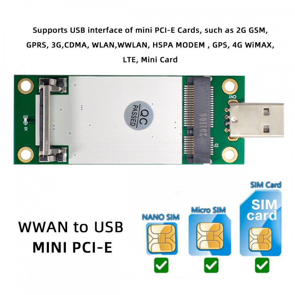 Chenyang Mini PCI-E Wireless WWAN to USB Adapter Card with SIM Card Slot Module Testing Tools EP-042