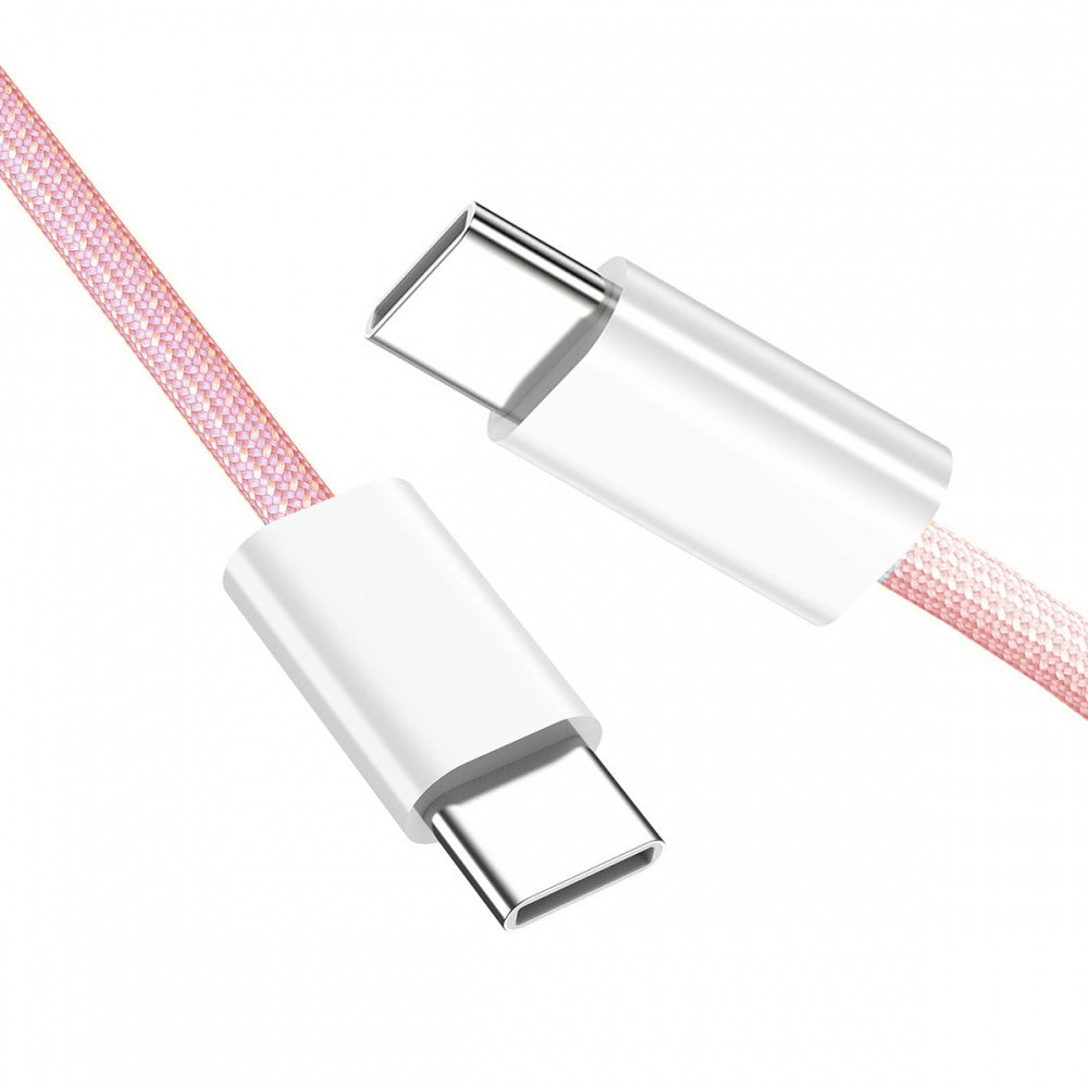 Chenyang USB-C Type C Male to Male PD 27W 65W Power 480Mbps Data Cable Pink Sleeve for Phone & Tablet & Laptop UC-072-PL