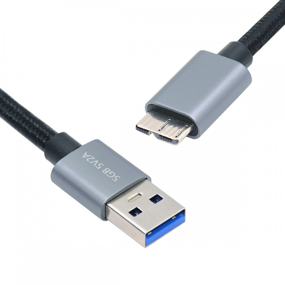 Chenyang USB 3.0 Type-A Male to Micro 3.0 B Male Cable Silver 5Gbps for Disk SSD Camera Data 30cm U3-075-MM