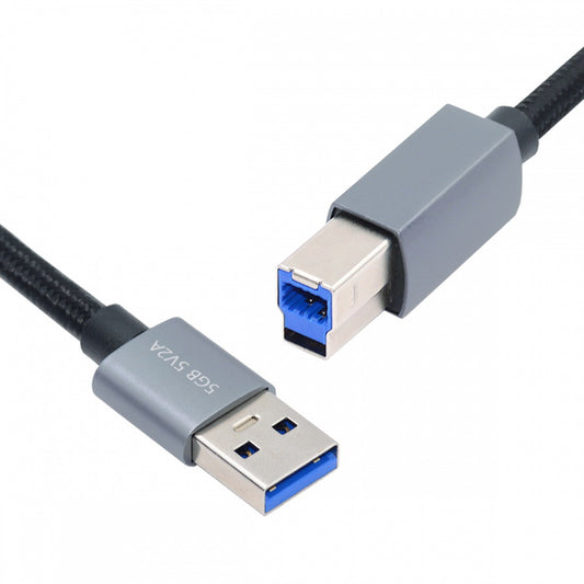 Chenyang USB 3.0 Type-A Male to Standard 3.0 B Male Cable Silver 5Gbps for Disk SSD Camera Data 30cm U3-075-BM