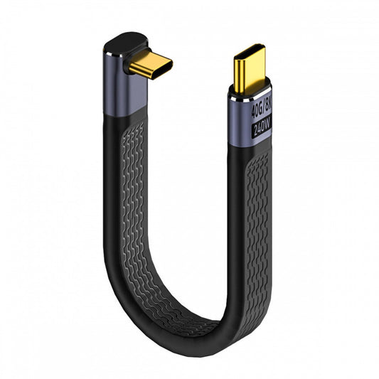 Chenyang Up Angled 240W Type-C USB-C Male to Male USB4 40Gbps 100W 8K Flat Slim FPC Data Cable for Laptop Phone 13cm UC-002-0.13U