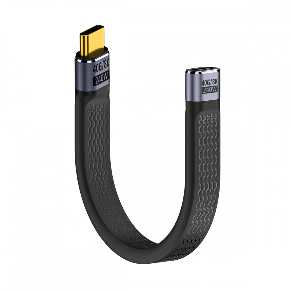 Chenyang USB4 Extension Cable 13cm Slim Flat Male to Female 40Gbps with 240W Power and 8K@60Hz Video UC-040-0.13W