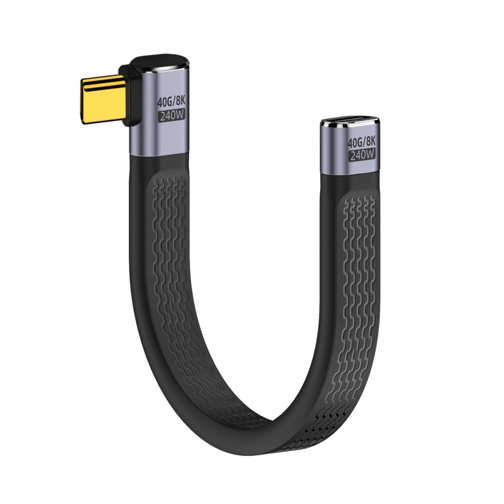 Chenyang Right Angled USB4 Extension Cable 13cm Slim Flat Male to Female 40Gbps with 240W Power and 8K@60Hz Video UC-040-0.13R