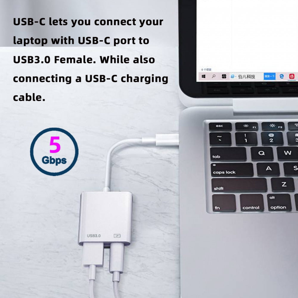 Chenyang Type C USB-C to Standard Type-A USB3.0 Female with PD Power Charge Adapter Compatible with Macbook Laptop Tablet Phone UC-155-TC002