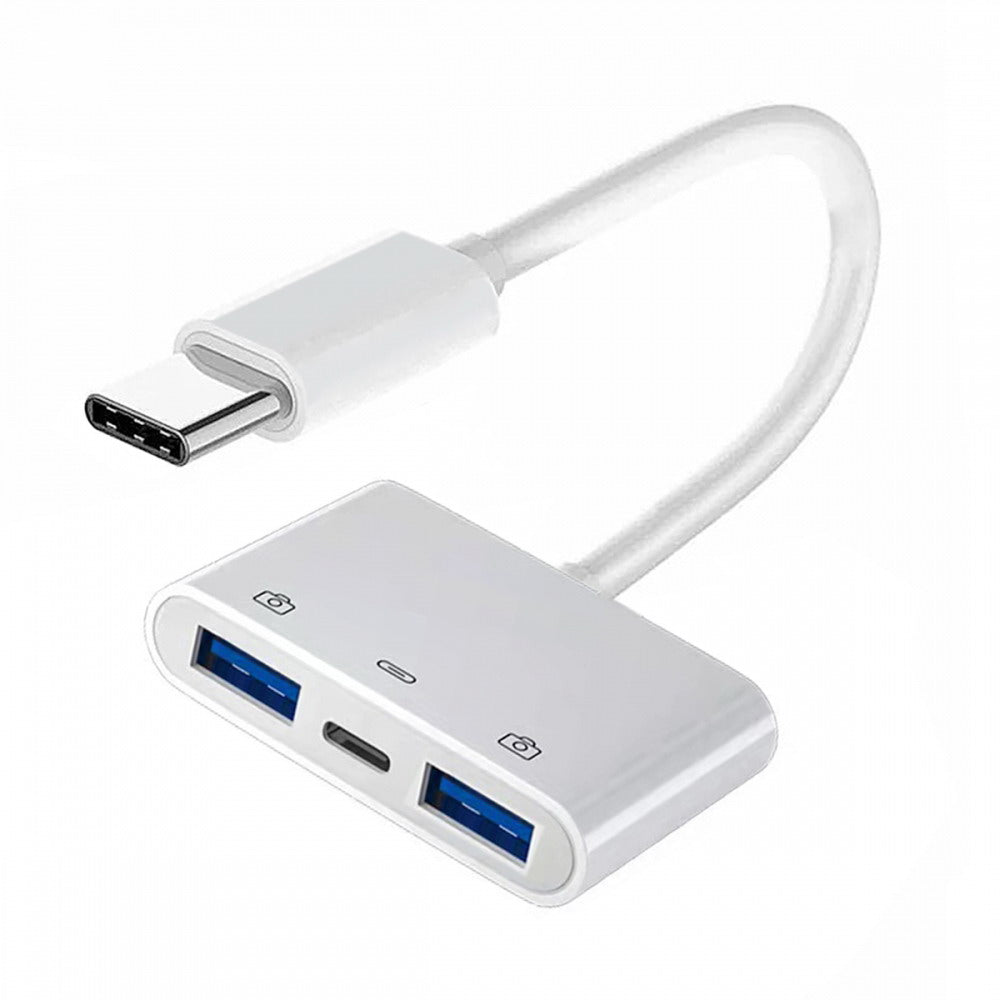 Chenyang Type C USB-C to Dual Type-A USB3.0 Female with PD Power Charge Adapter Compatible with Laptop Tablet Phone UC-155-TC003