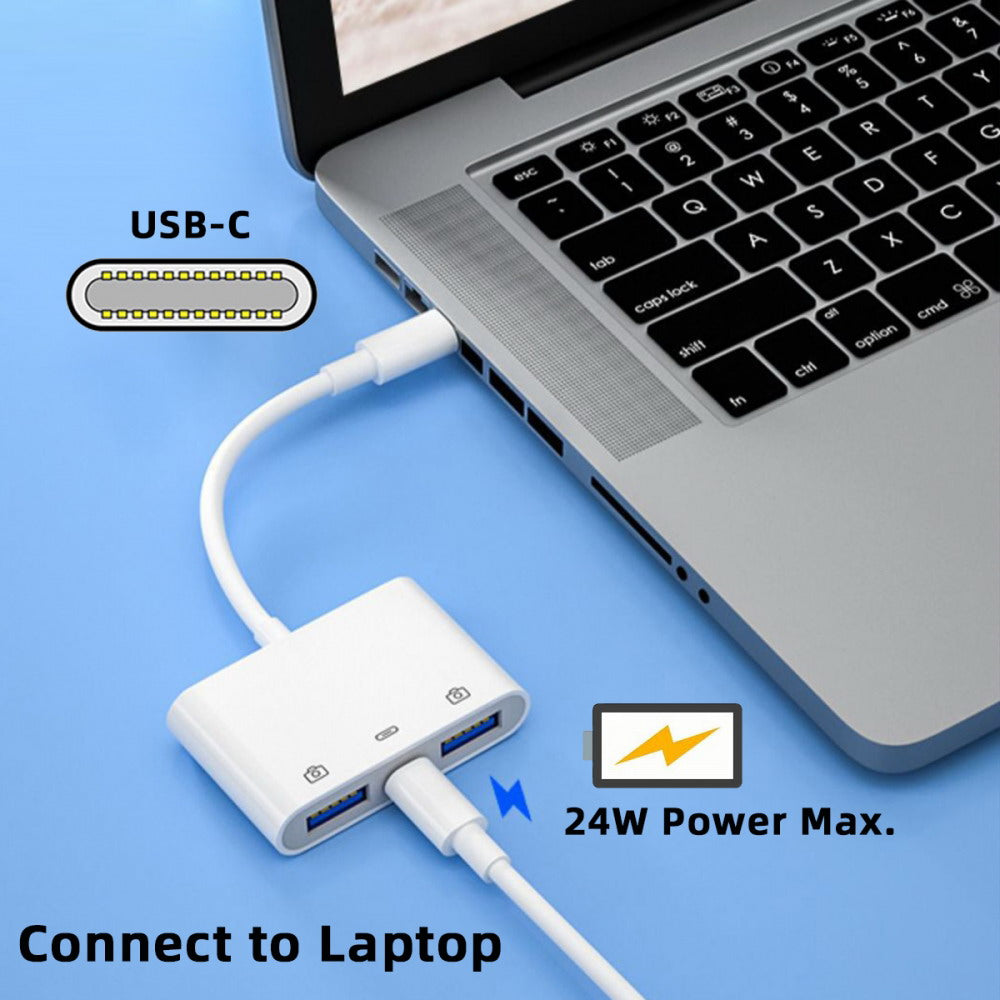 Chenyang Type C USB-C to Dual Type-A USB3.0 Female with PD Power Charge Adapter Compatible with Laptop Tablet Phone UC-155-TC003