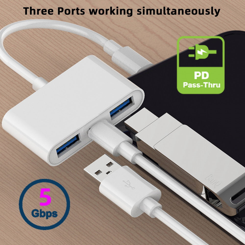 Chenyang Type C USB-C to Dual Type-A USB3.0 Female with PD Power Charge Adapter Compatible with Laptop Tablet Phone UC-155-TC003