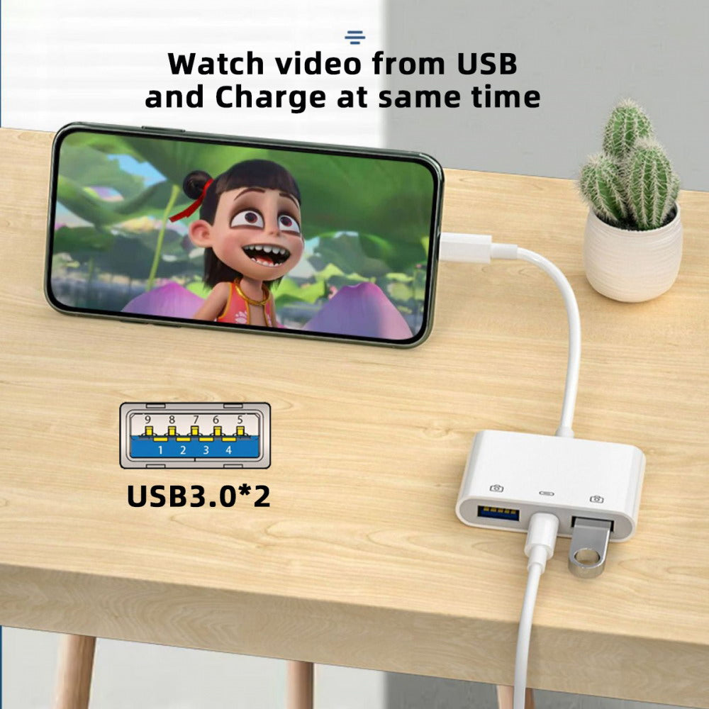 Chenyang Type C USB-C to Dual Type-A USB3.0 Female with PD Power Charge Adapter Compatible with Laptop Tablet Phone UC-155-TC003