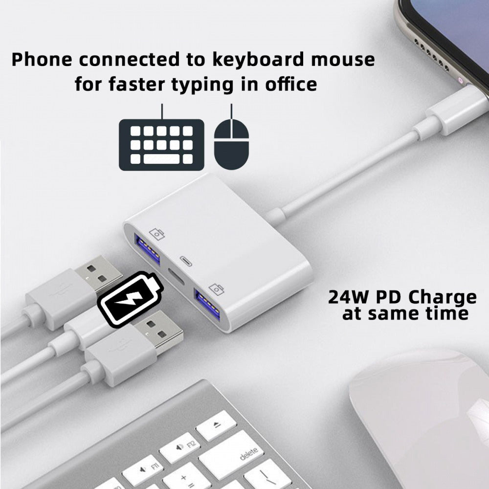 Chenyang Type C USB-C to Dual Type-A USB3.0 Female with PD Power Charge Adapter Compatible with Laptop Tablet Phone UC-155-TC003