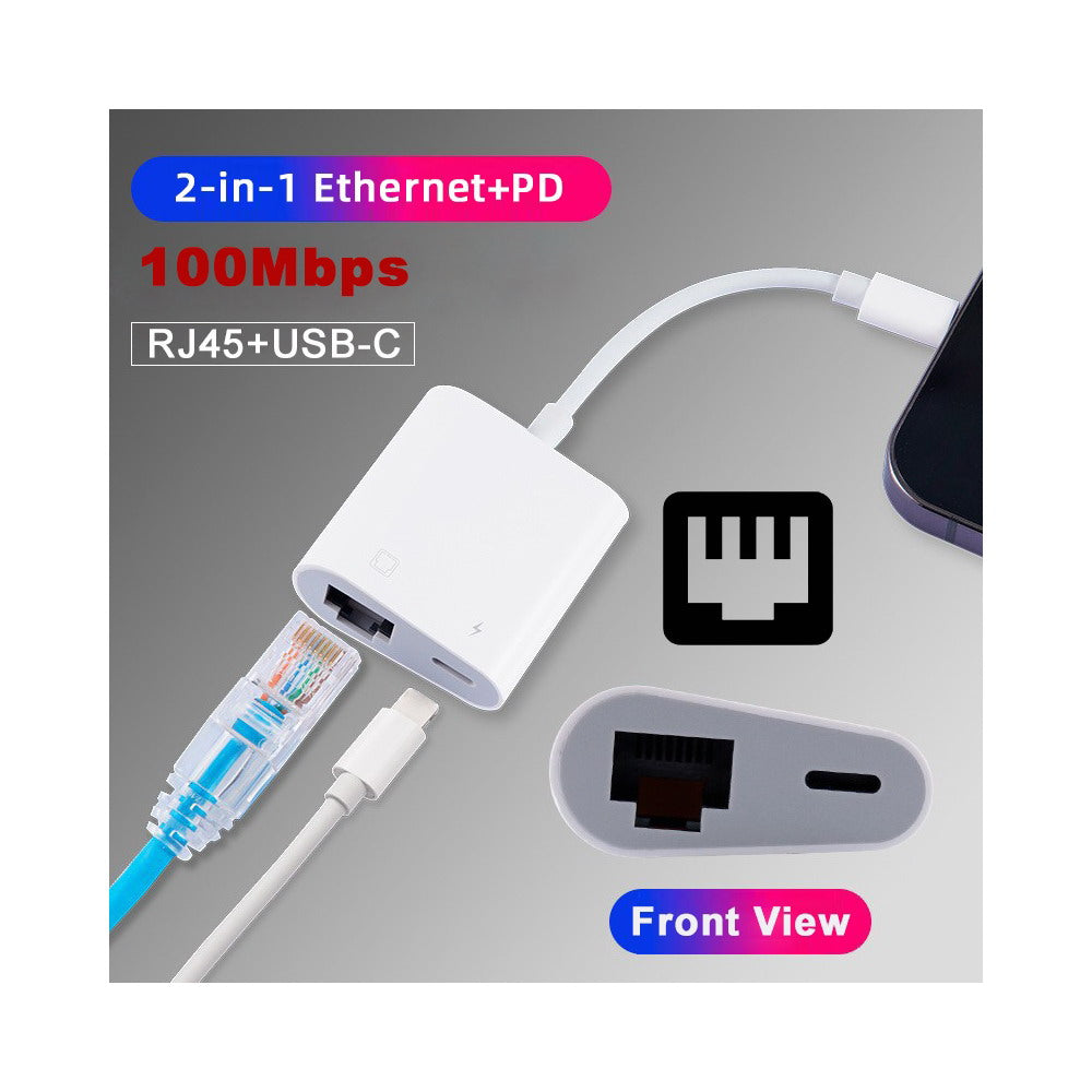 Chenyang Type C USB-C to 100Mbps Networking RJ45 with PD Power Charge Adapter Compatible with Laptop Tablet Phone UC-155-TC006