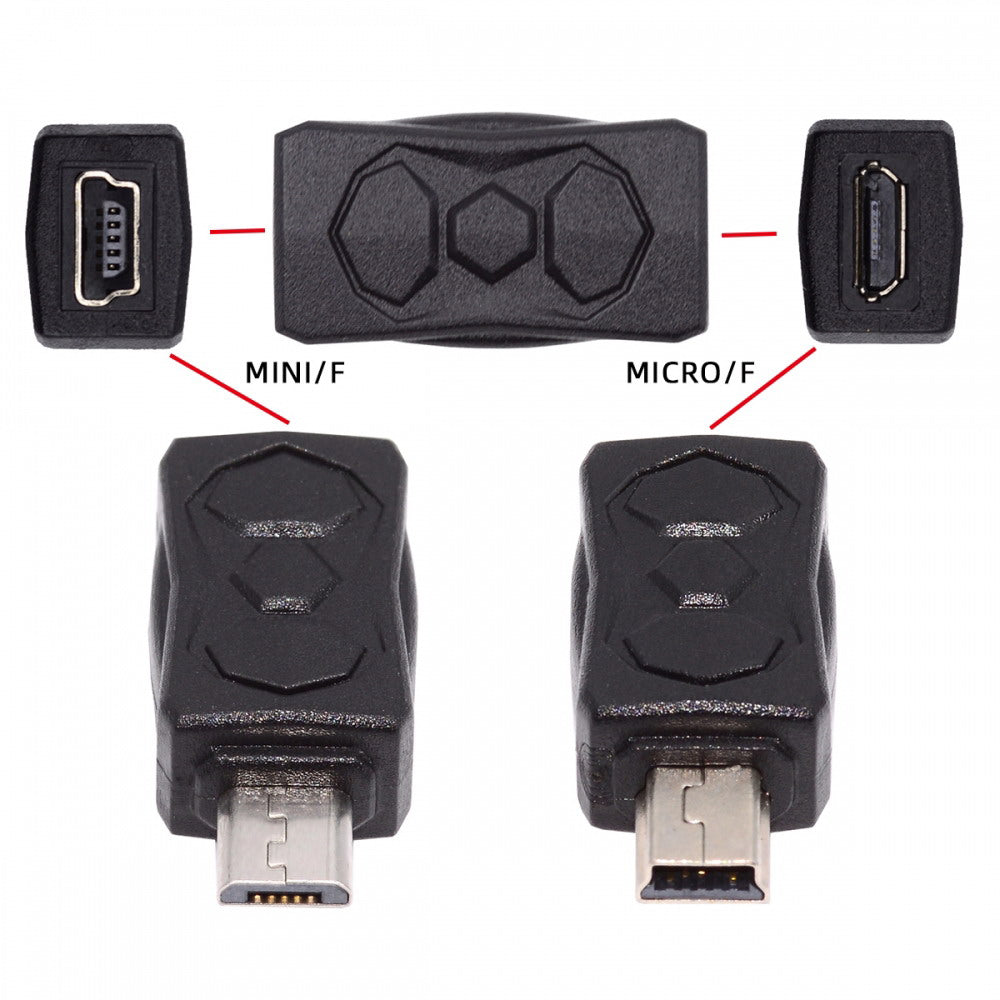 Chenyang 3pcs/lot Micro USB 2.0 to Mini USB 5Pin Male to Female Extension Data Power Adapter U2-006-MM