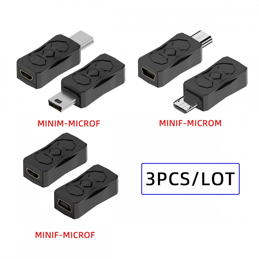 Chenyang 3pcs/lot Micro USB 2.0 to Mini USB 5Pin Male to Female Extension Data Power Adapter U2-006-MM