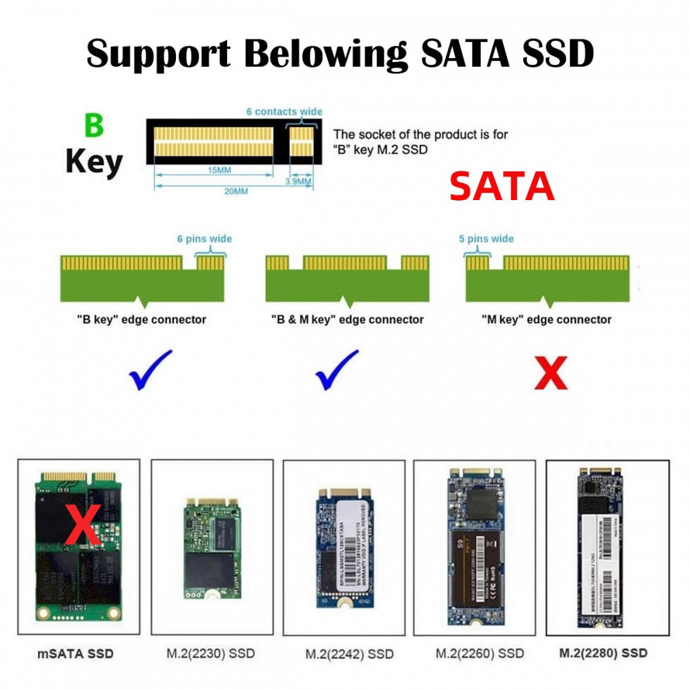 Chenyang NGFF B-Key 22x30mm to 22x42mm Male to Female Extension Adapter for 2230 SSD LTE Card SA-068-BKEY