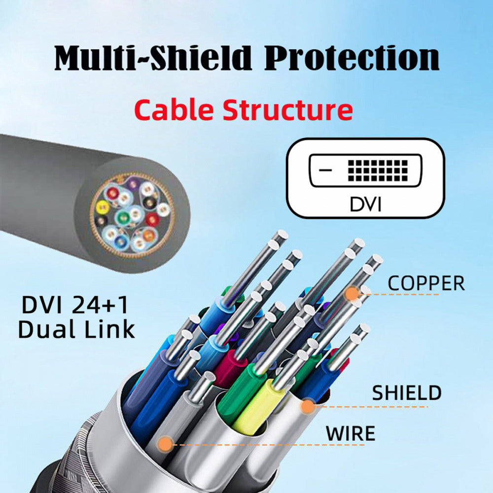 Chenyang DVI 24+1 Male to Female Extension Cable DVI-D Dual Link Digital Video for Monitor Graphics Card 50cm DB-005