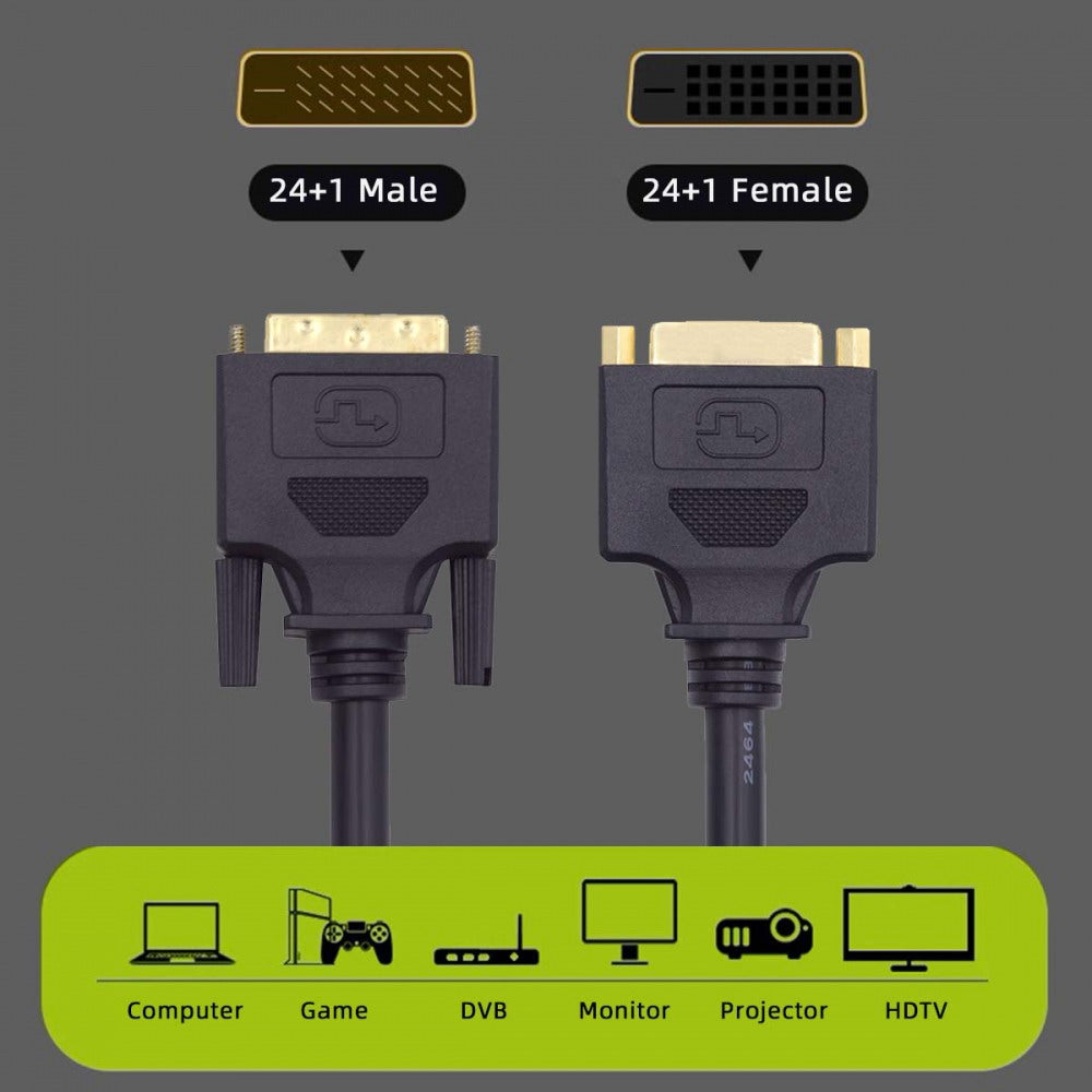 Chenyang DVI 24+1 Male to Female Extension Cable DVI-D Dual Link Digital Video for Monitor Graphics Card 50cm DB-005